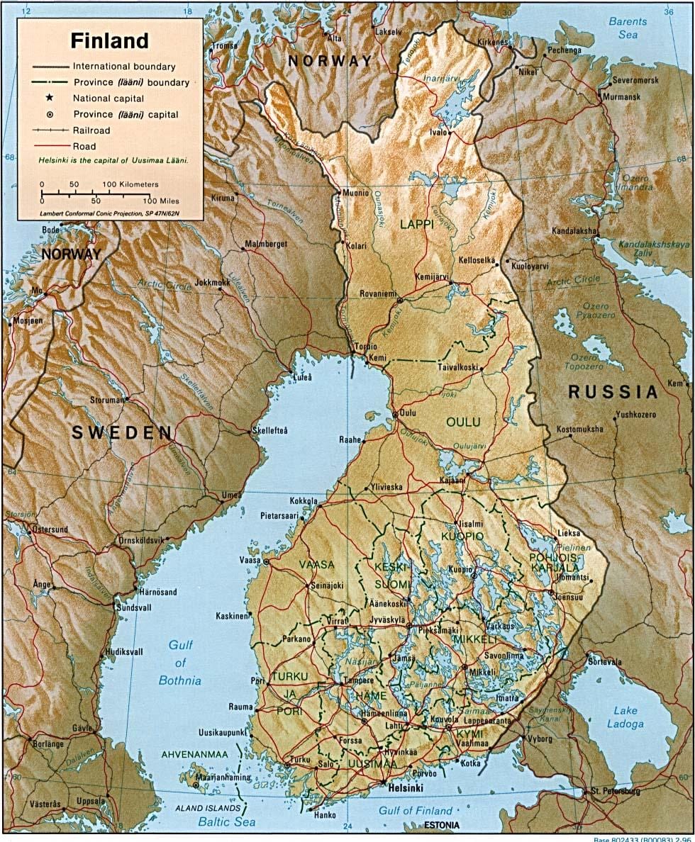 نقشہ فن لینڈ کے topographic