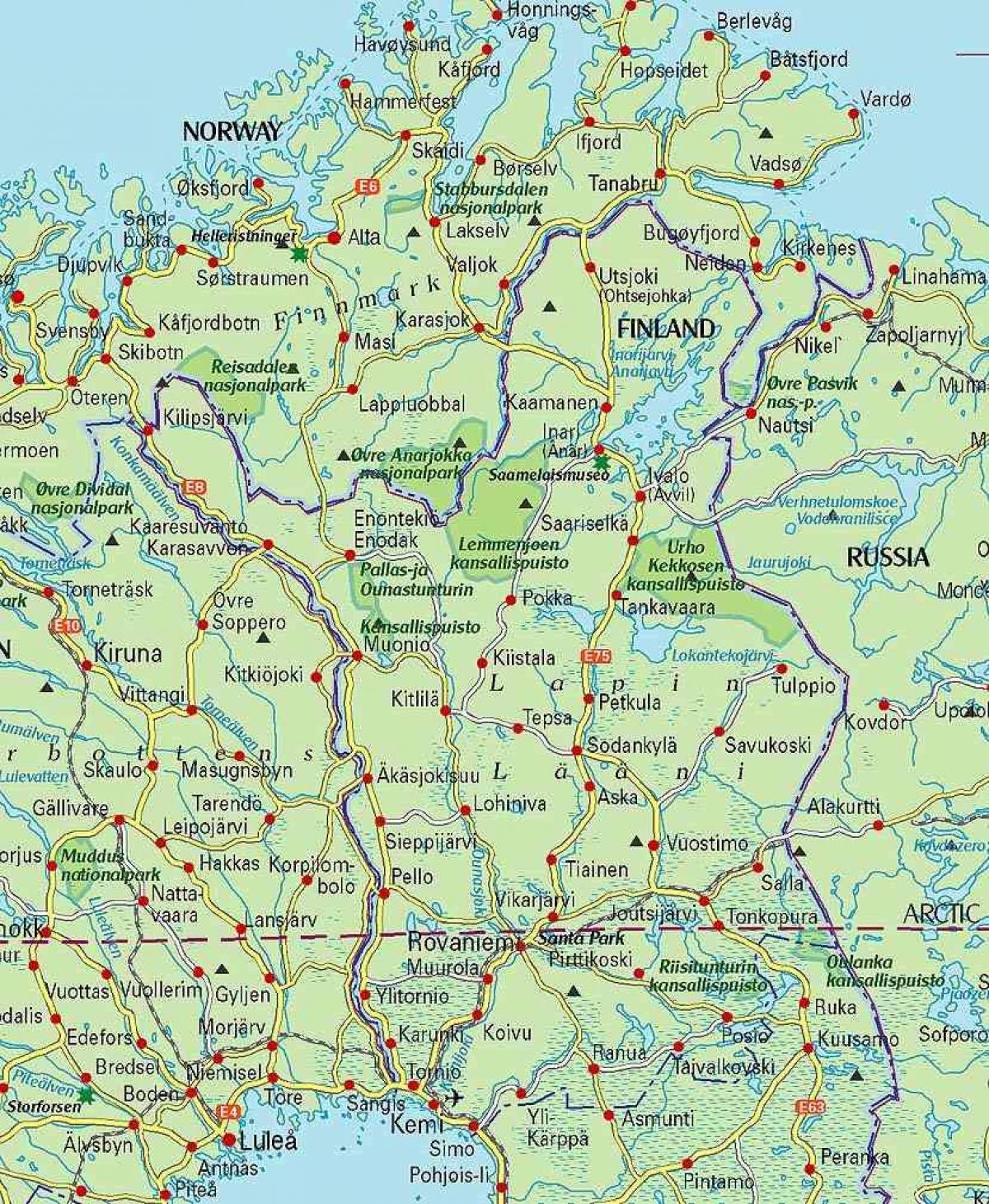 کا نقشہ فن لینڈ اور lapland