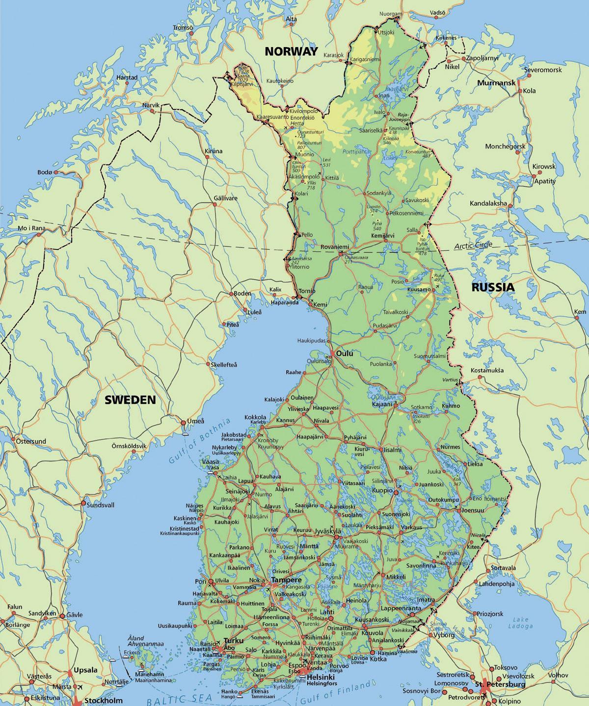 نقشہ کے آرکٹک سرکل فن لینڈ