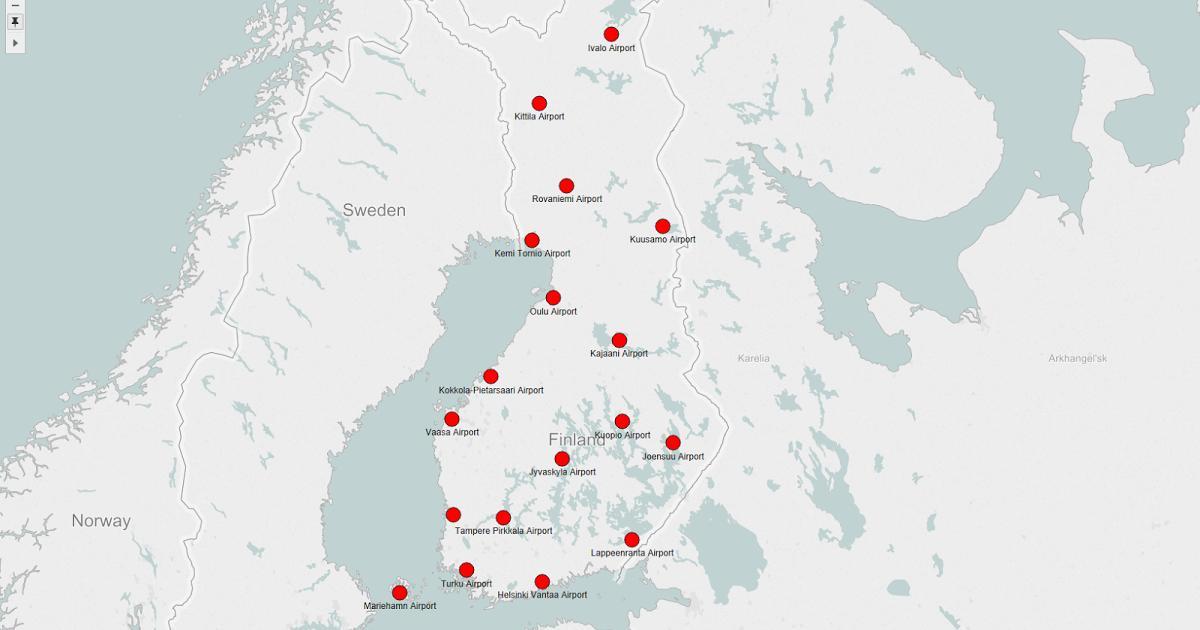نقشہ کے ہوائی اڈے فن لینڈ