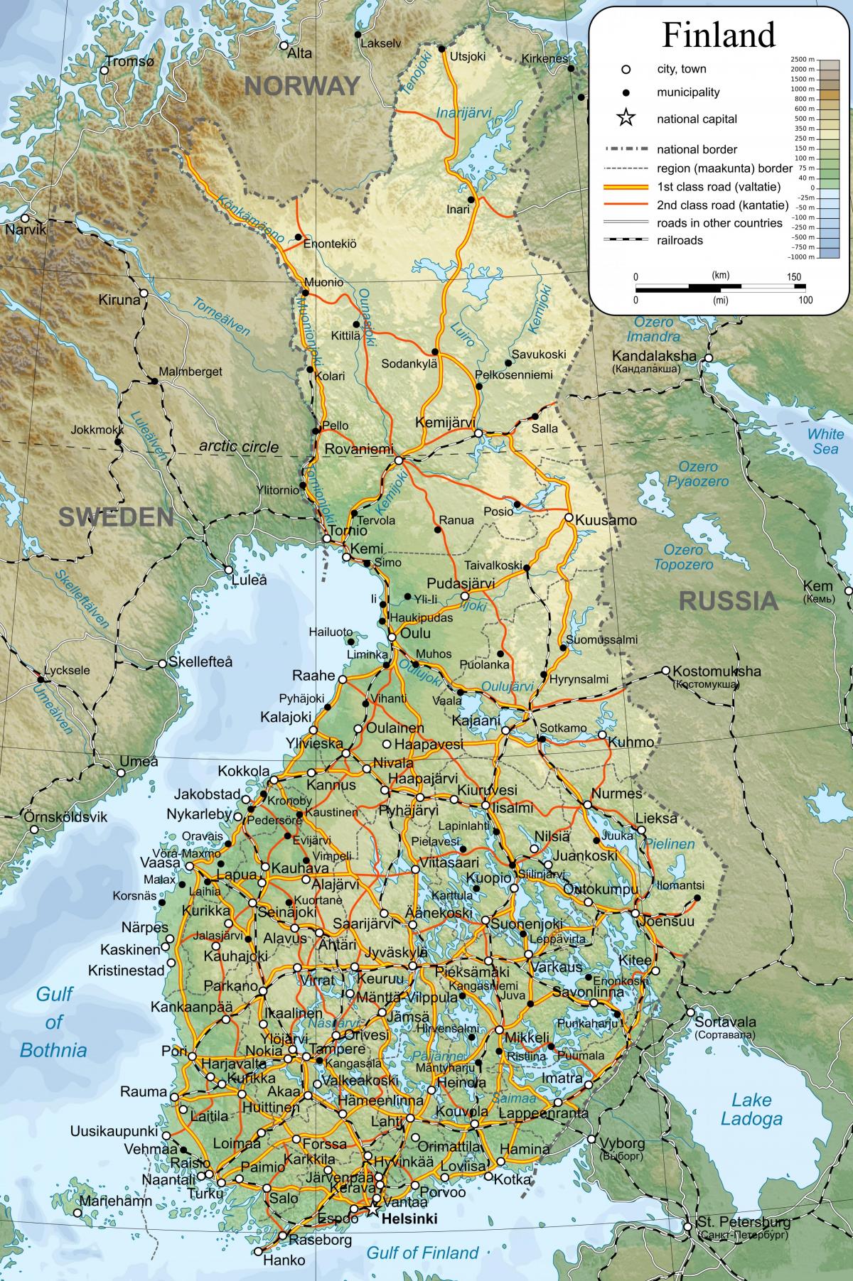 نقشہ کا تفصیلی نقشہ فن لینڈ